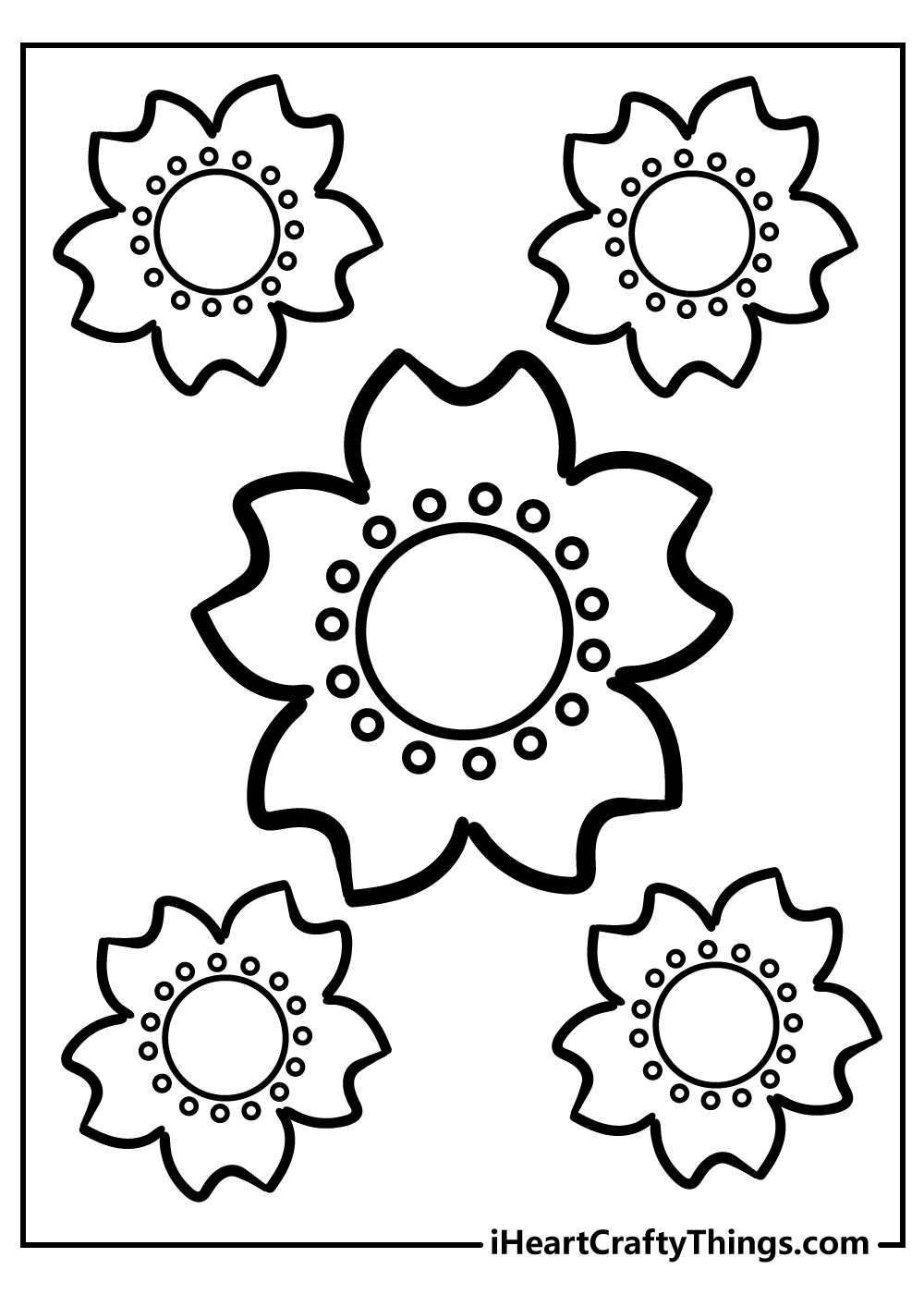 black and white free printable simple flower coloring images