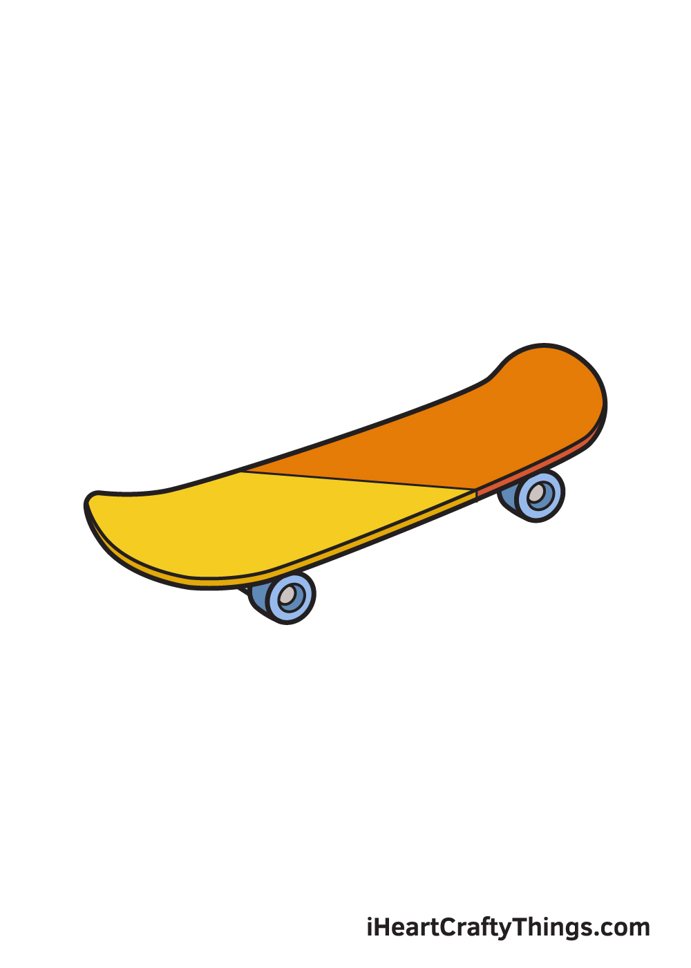 skateboard drawing 9 steps