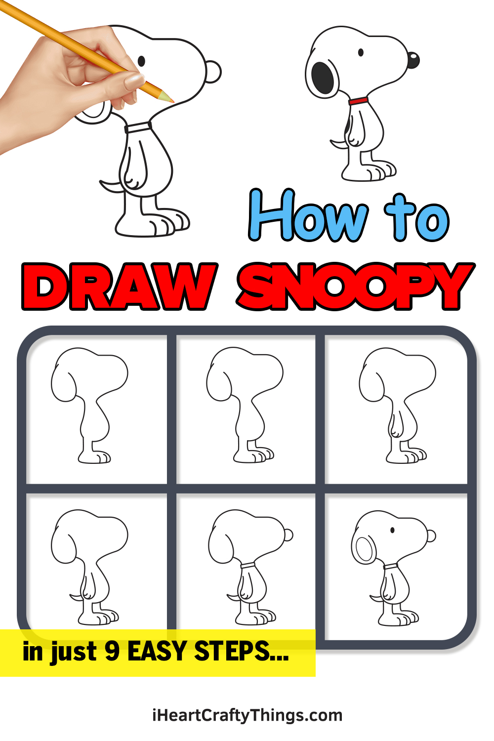 how to draw snoopy in 9 easy steps
