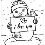 romantic snowman coloring images free printable