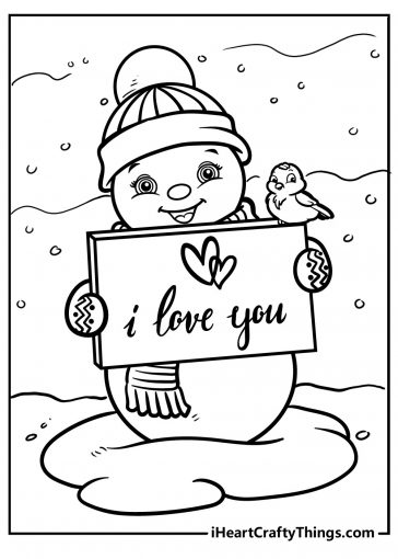 romantic snowman coloring images free printable