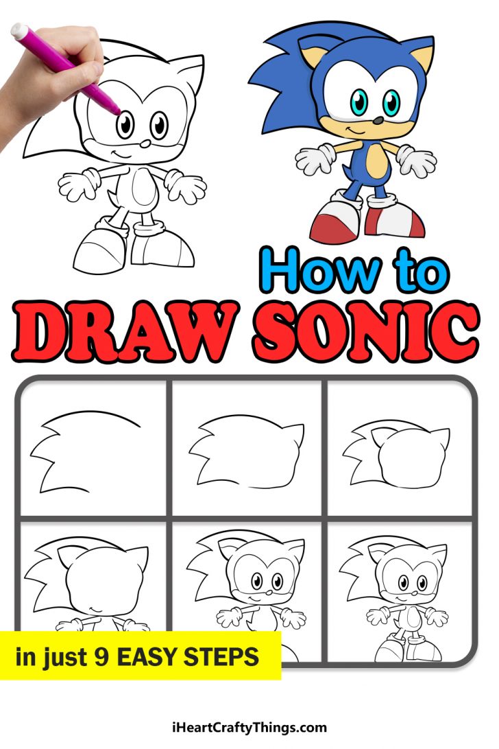 Sonic Drawing - How To Draw Sonic Step By Step