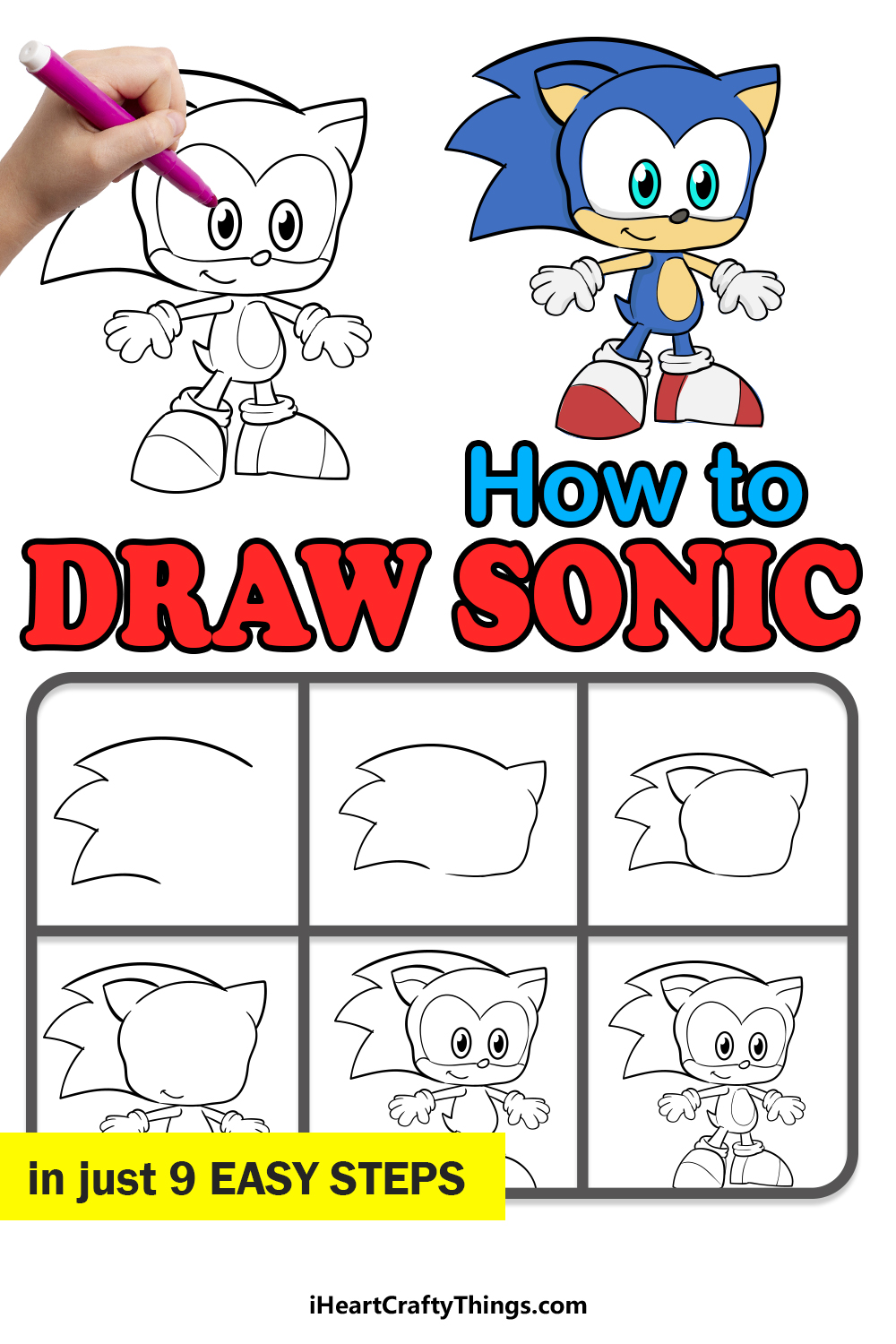 Drawing Sonic The Hedgehog - Speed Drawing Sonic 2 