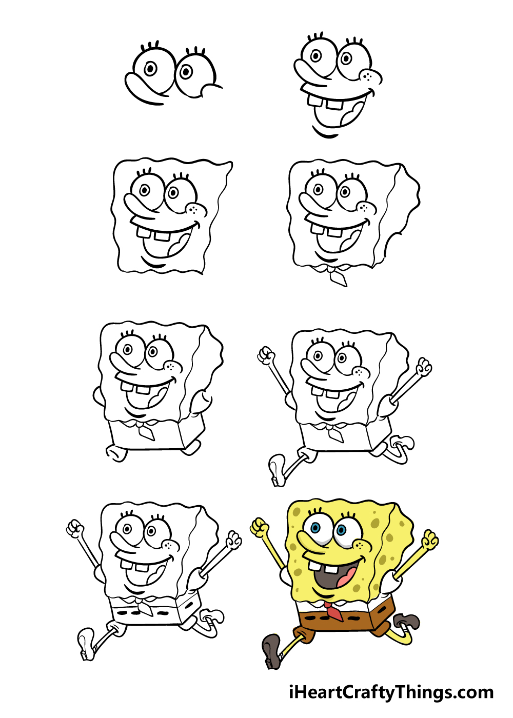 how to draw spongebob in 8 steps