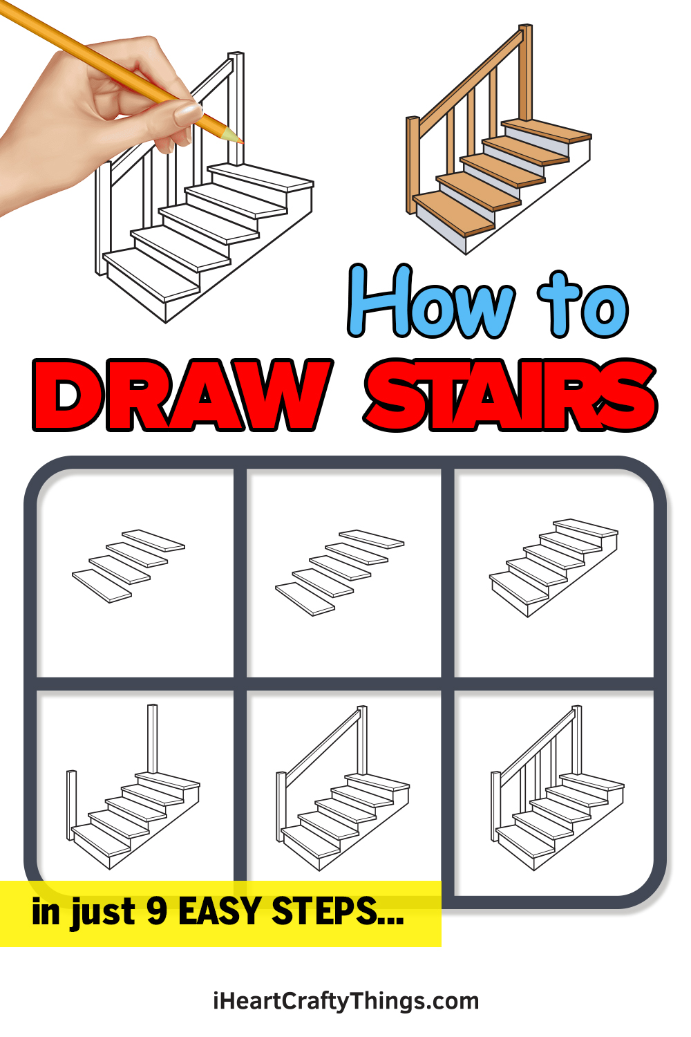 Stairs Drawing - How To Draw Stairs Step By Step