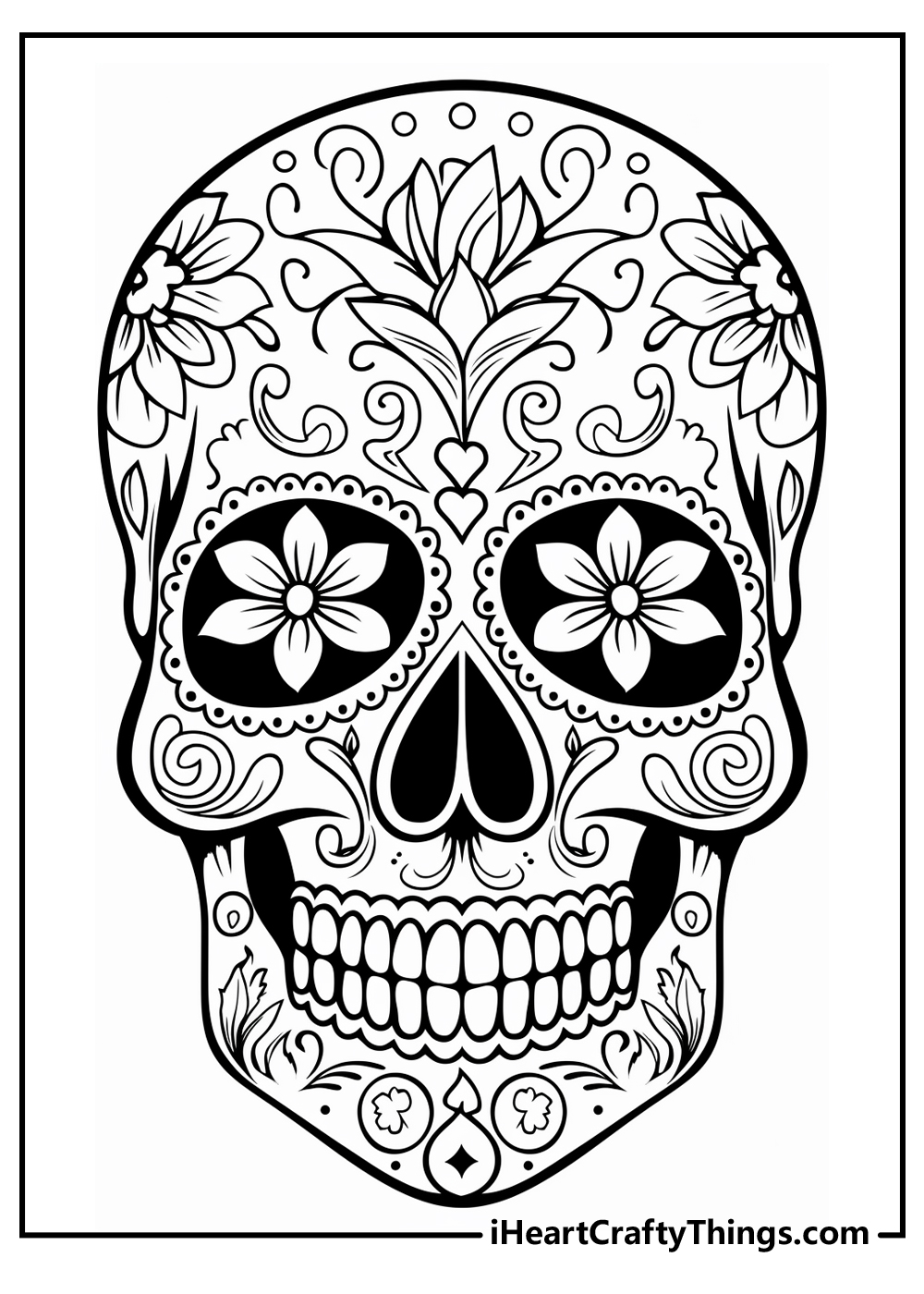 black-and-white sugar skull coloring pages