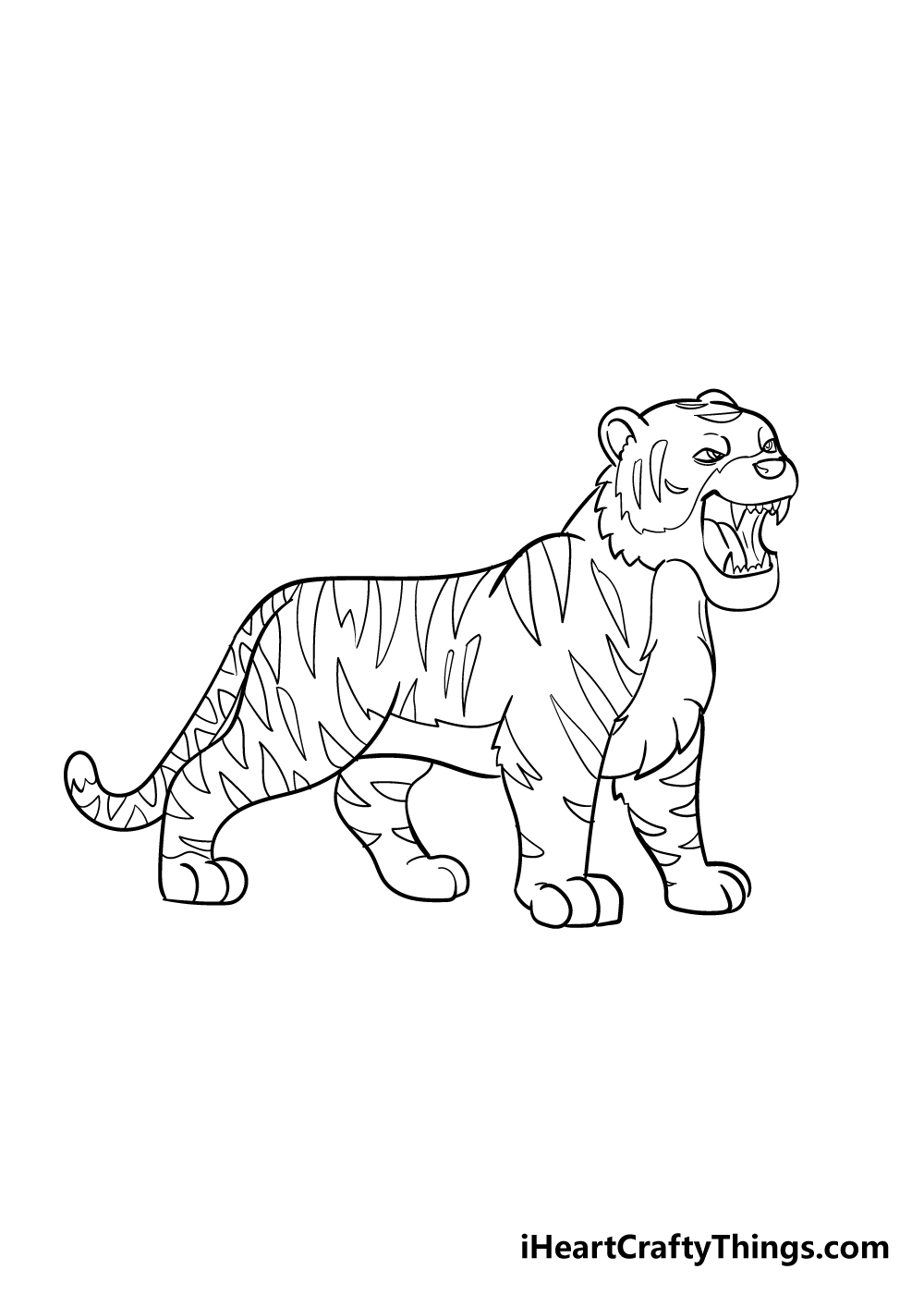 Тигр карандашом для детей