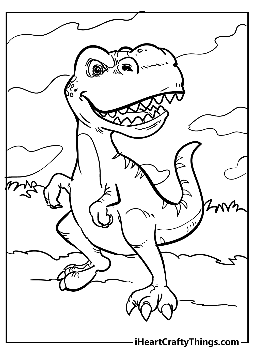 Jurassic Park T-Rex coloring page free for kids