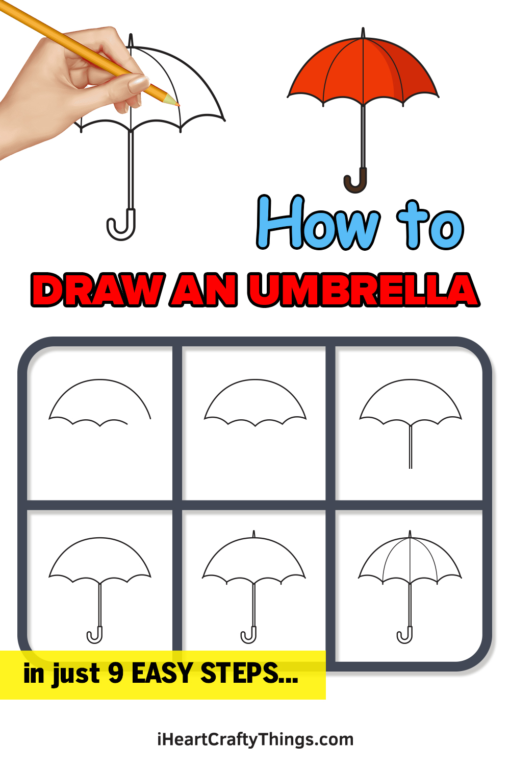 Kunst Zeichnungen - Learn how to draw a cute Umbrella step by step ♥ very  simple tutorial #umbrell..…