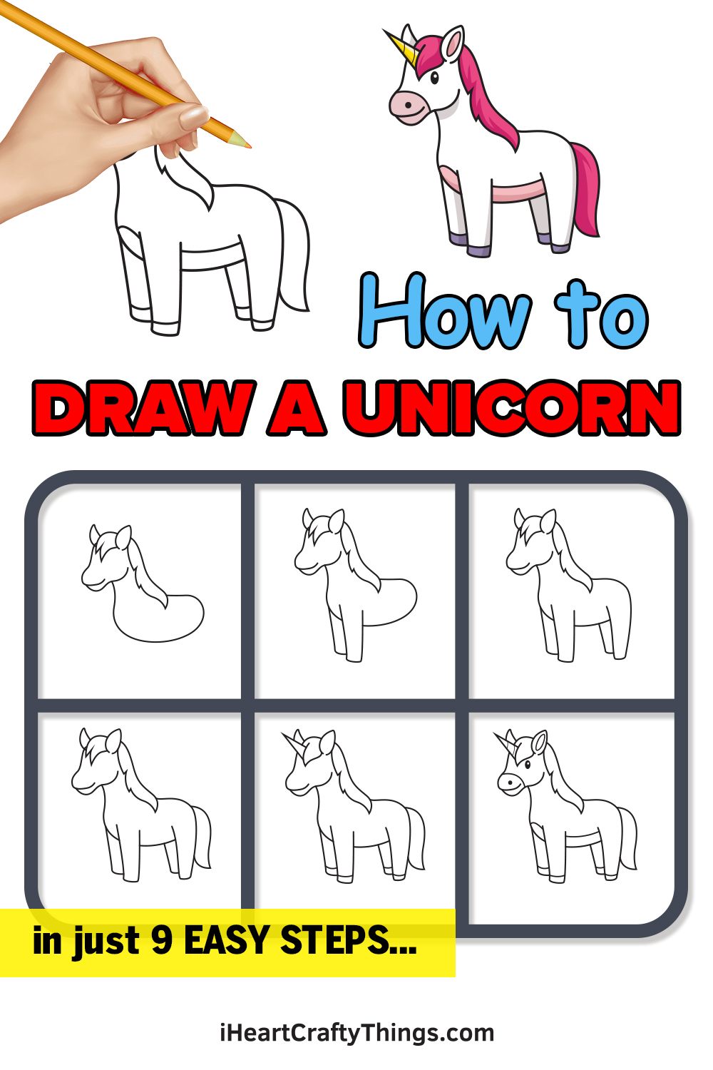 how to draw a unicorn step by step