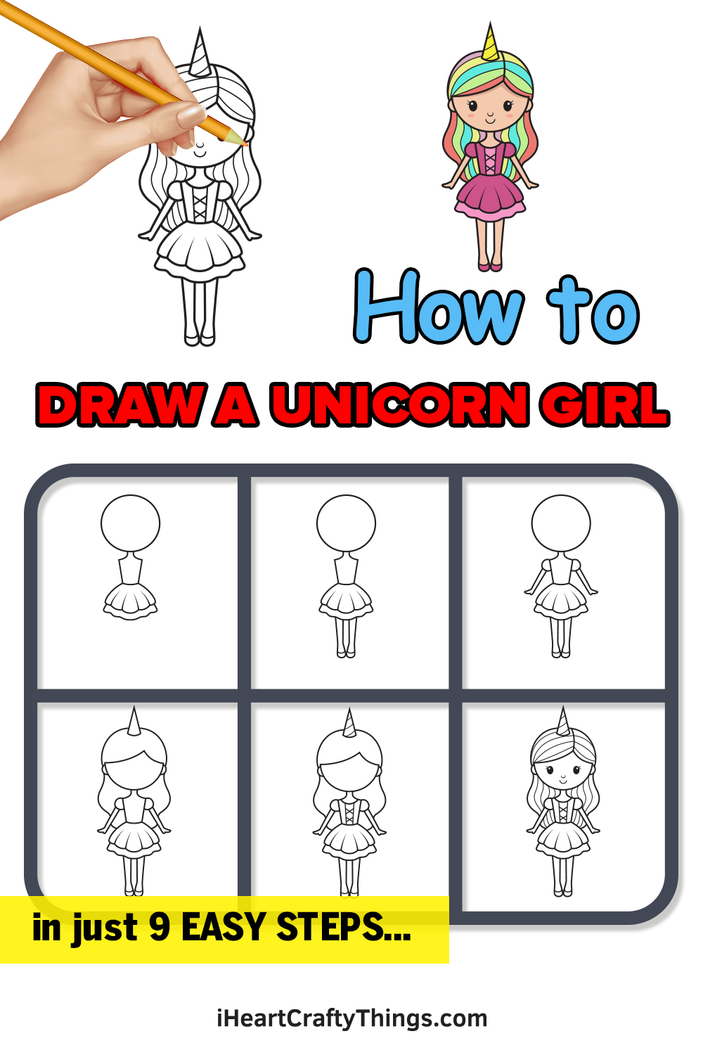 how to draw a unicorn girl in 9 easy steps