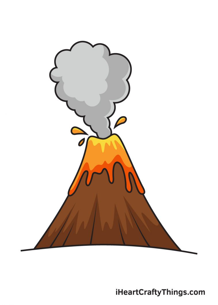 Volcano Drawing - How To Draw A Volcano Step By Step