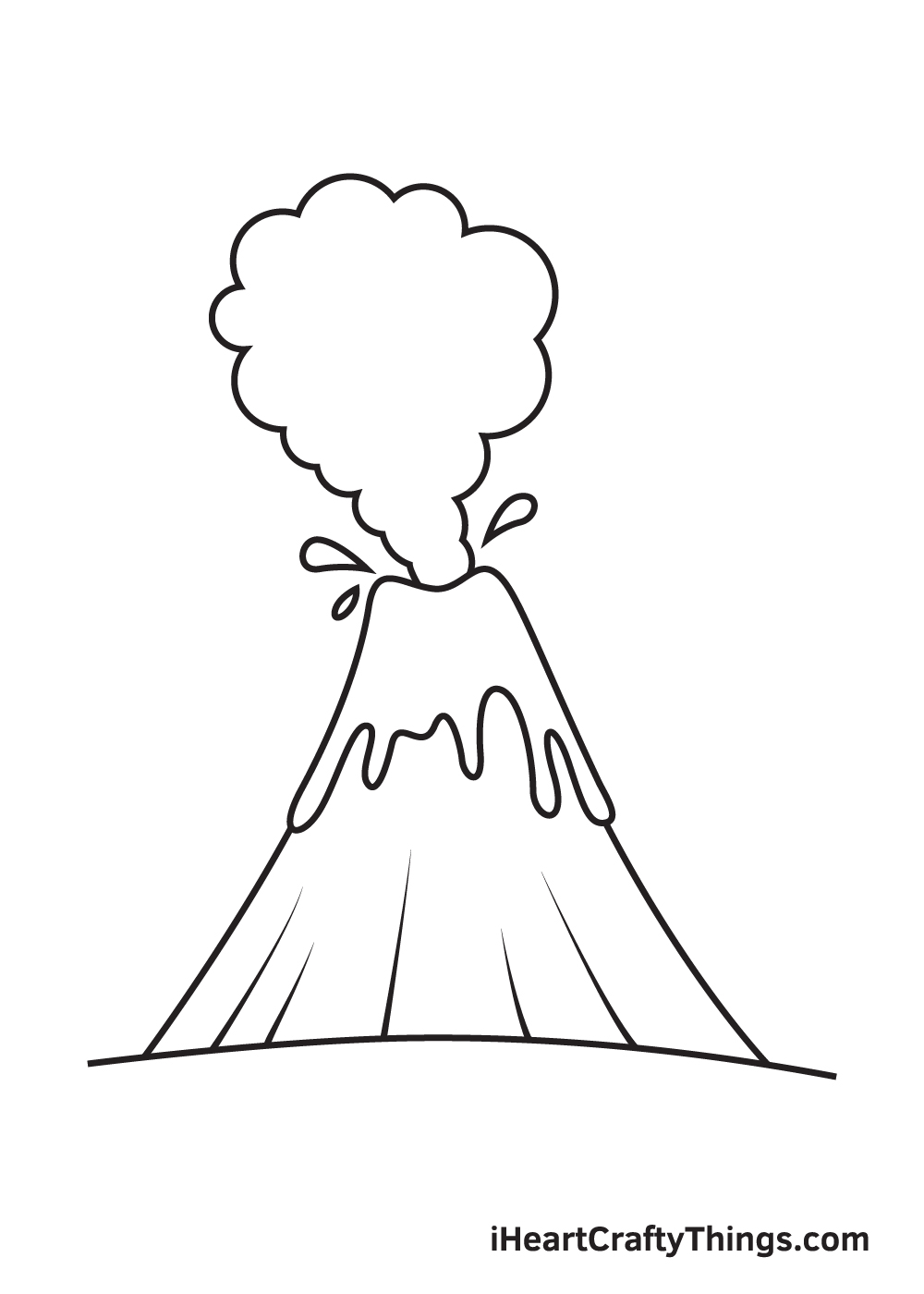 Volcano Drawing - How To Draw A Volcano Step By Step