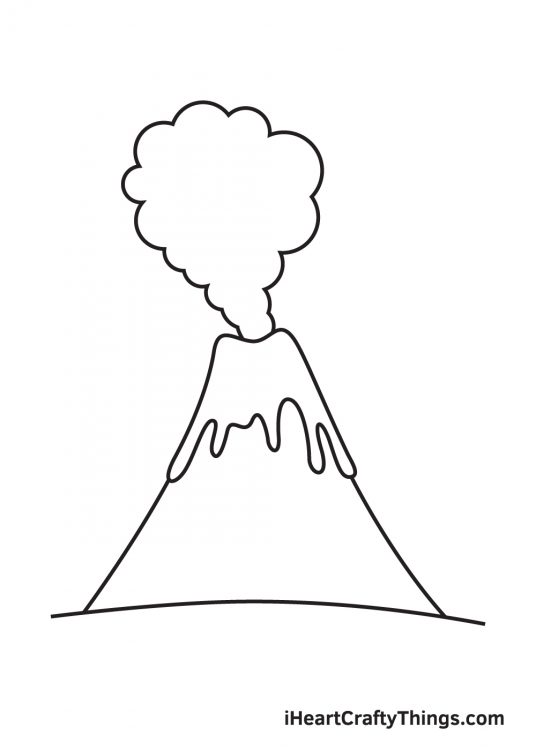 Volcano Drawing How To Draw A Volcano Step By Step 5997