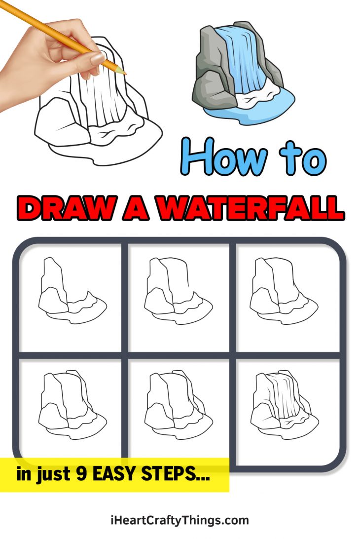 Waterfall Drawing How To Draw A Waterfall Step By Step