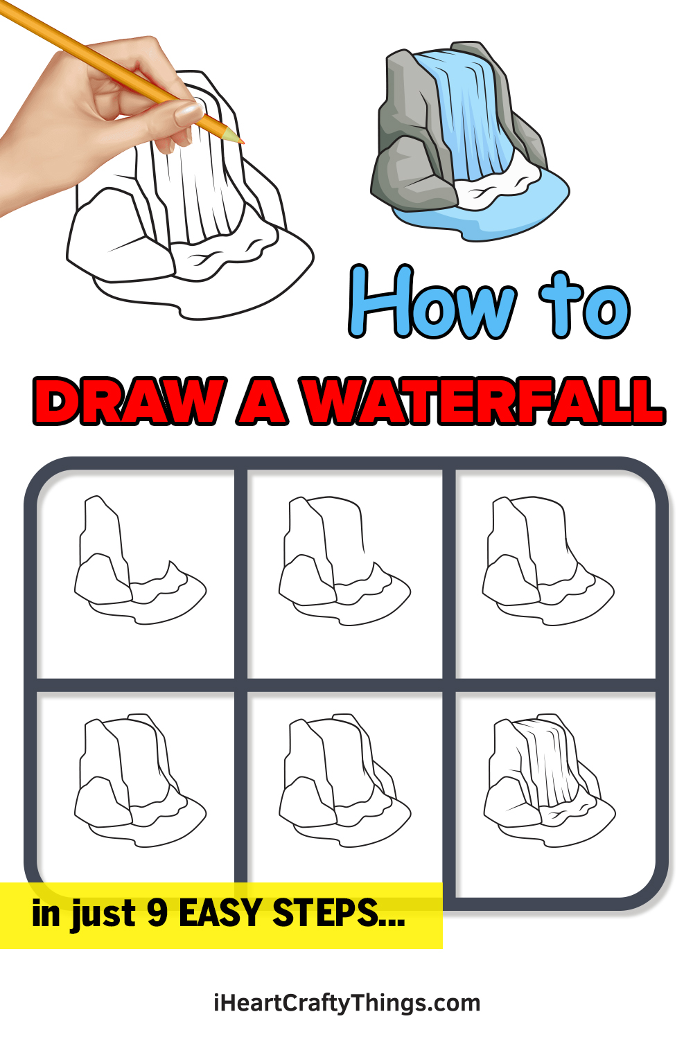 Learn How to Draw a Waterfall Waterfalls Step by Step  Drawing Tutorials