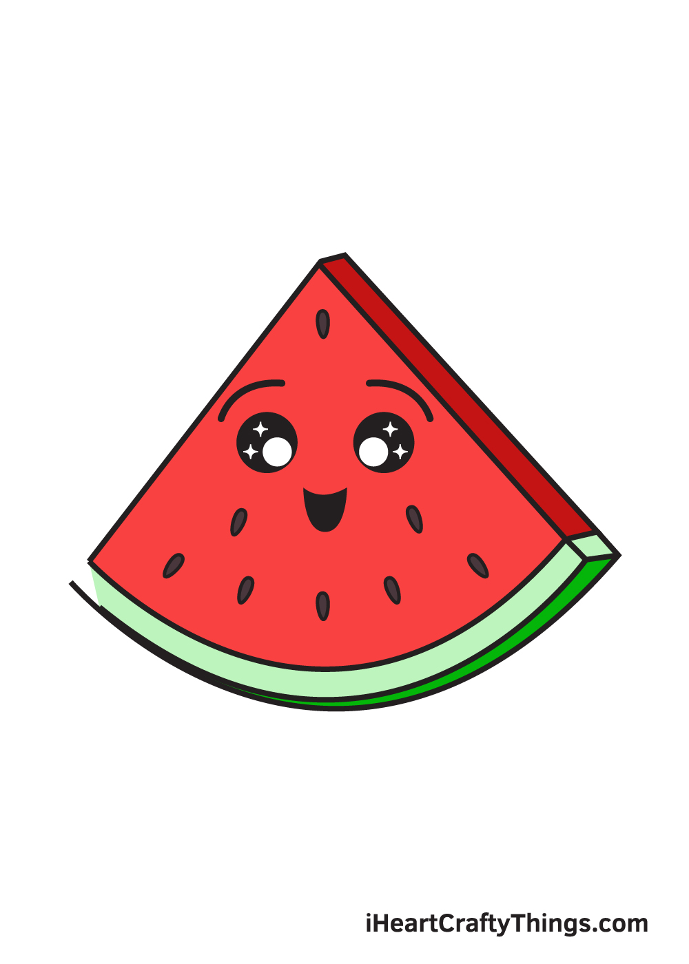 Watermelon DRAWING – STEP 10 - Hướng dẫn cách vẽ quả dưa hấu đơn giản với 9 bước cơ bản