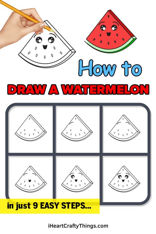 Watermelon Drawing - How To Draw A Watermelon Step By Step