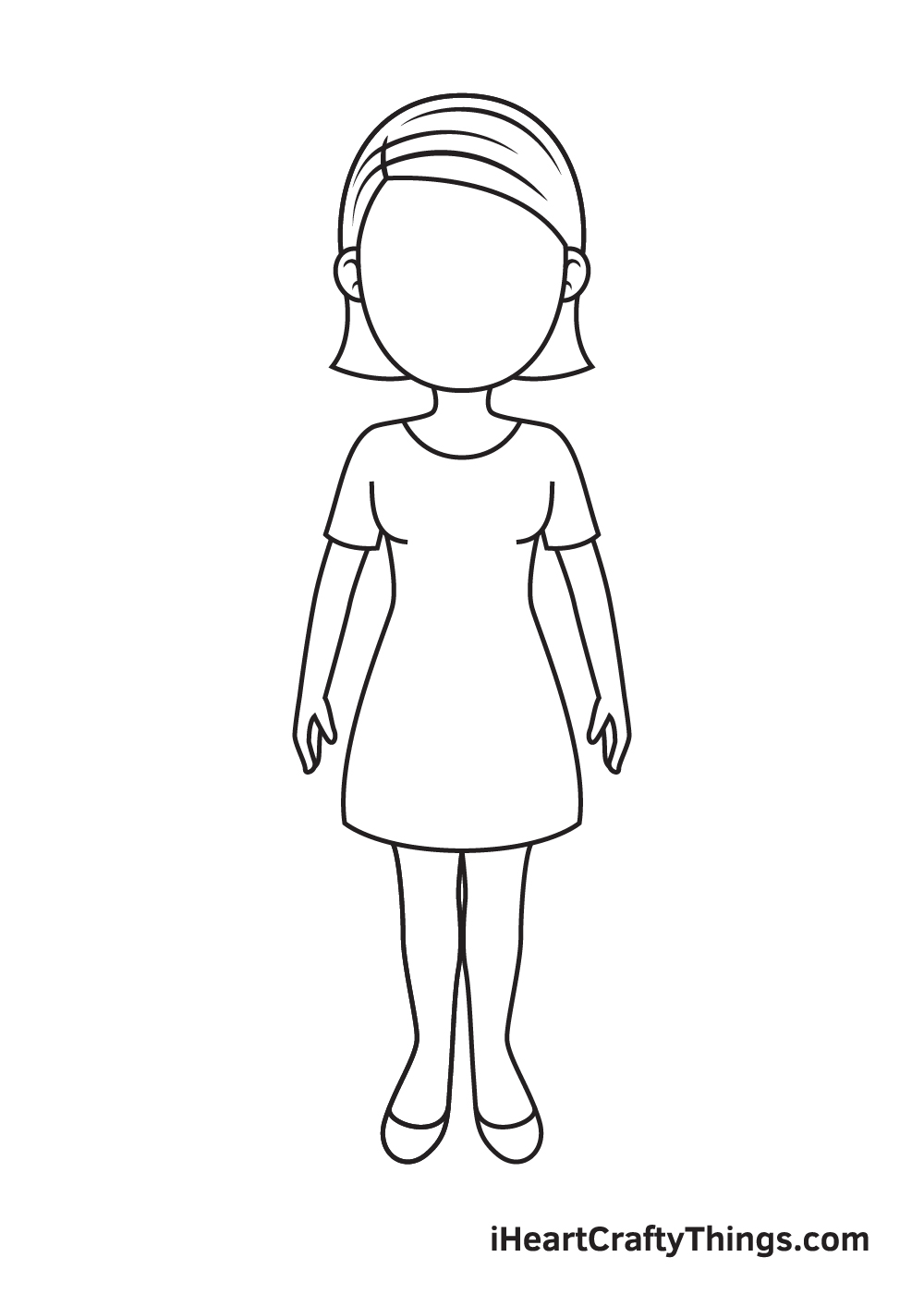 Sketch outline of the silhouette of a girl in a fashionable suit standing.  Doodle black and white line drawing. 7762342 Vector Art at Vecteezy