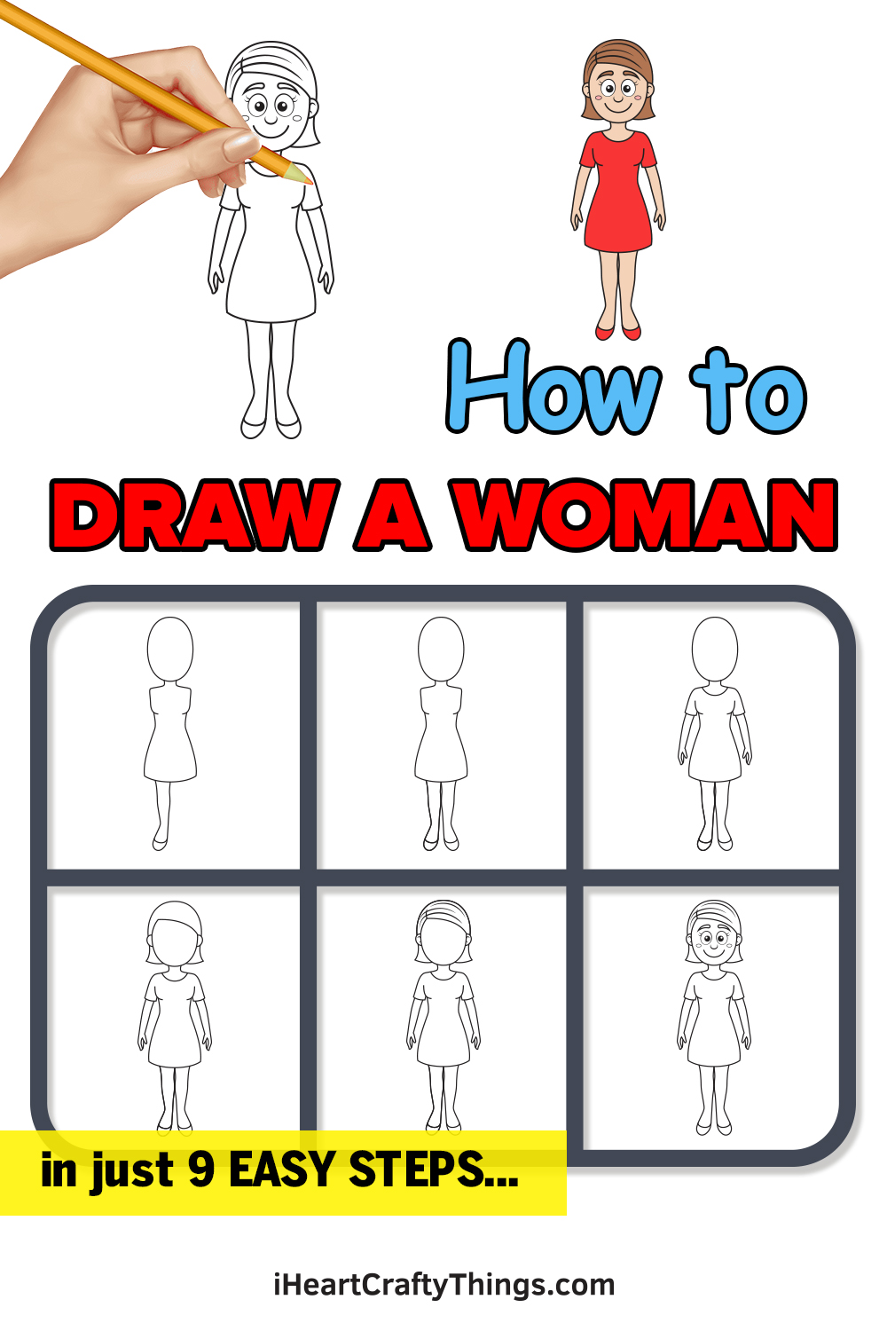 How to Draw a Woman - Easy Drawing Art