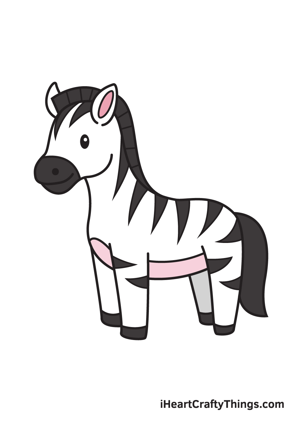 zebra drawing 9 steps