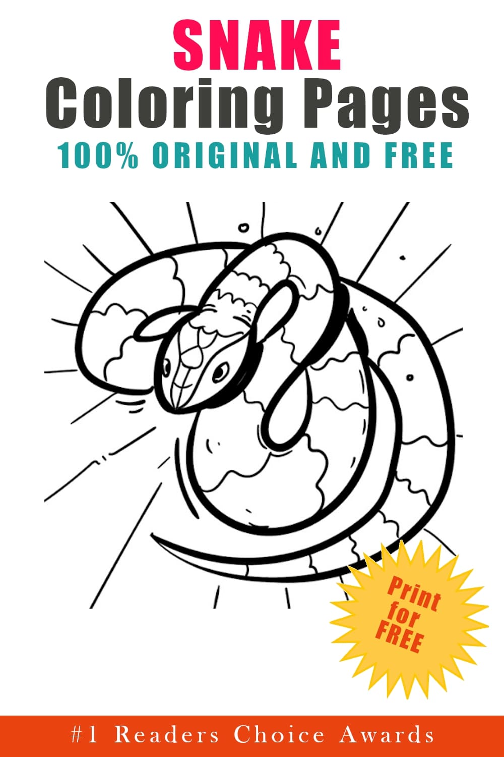 original and free snake coloring pages