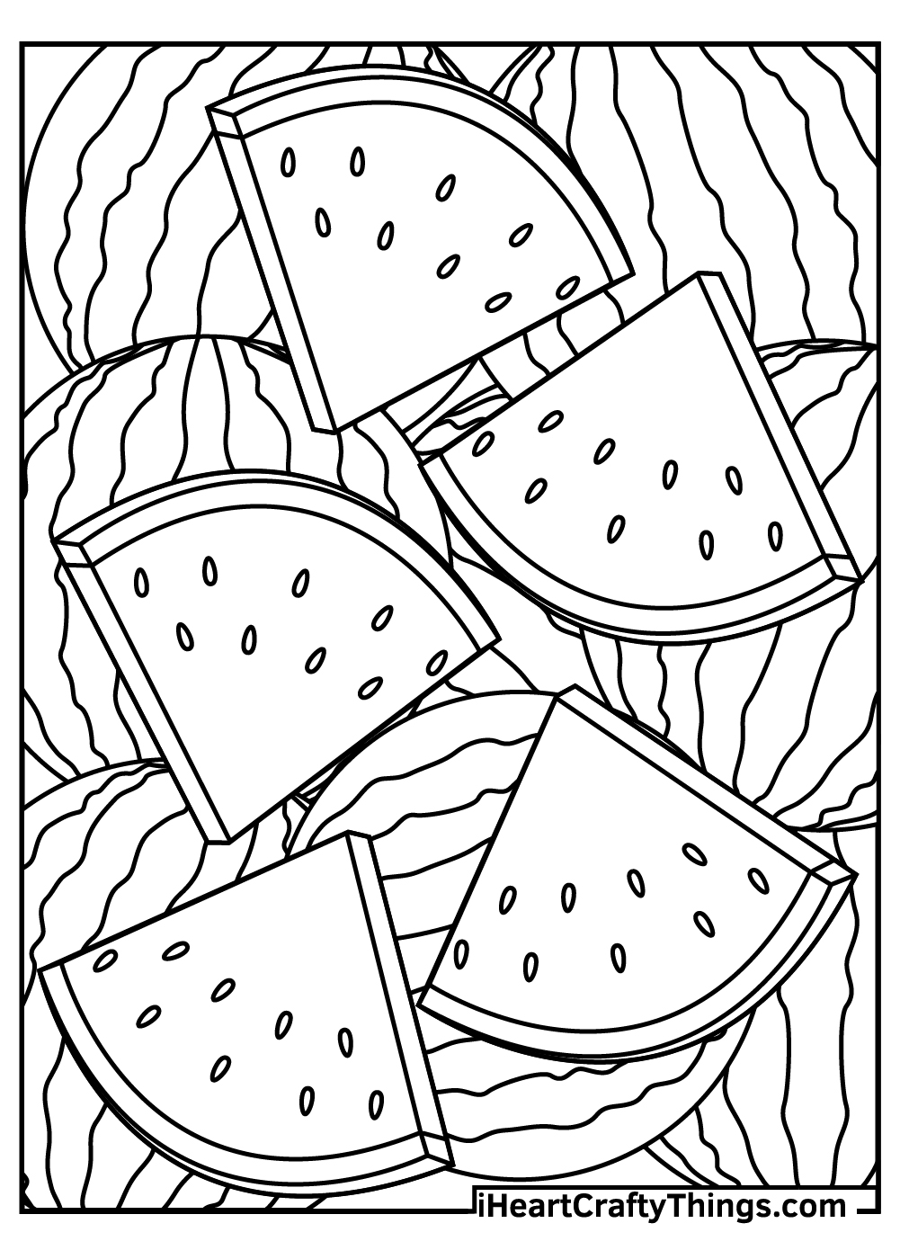 Watermel-themed printable poster featuring cool pattern made up of watermelons all over the page