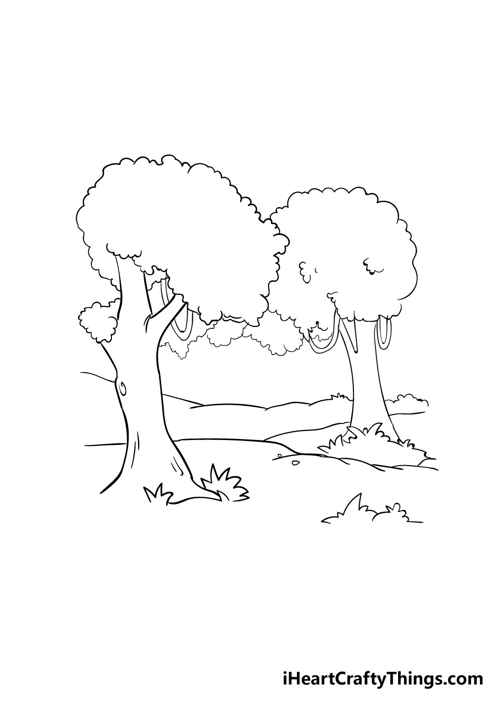 Forest Drawing - How To Draw A Forest Step By Step