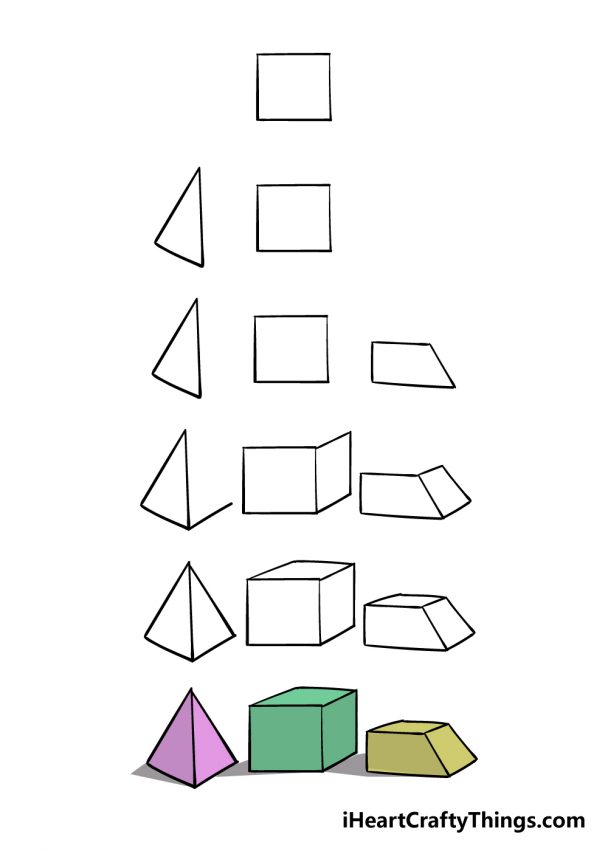3D Shapes Drawing How To Draw 3D Shapes Step By Step