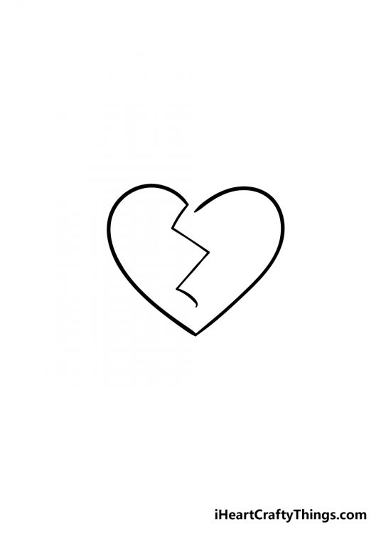 Broken Heart Drawing - How To Draw A Broken Heart Step By Step