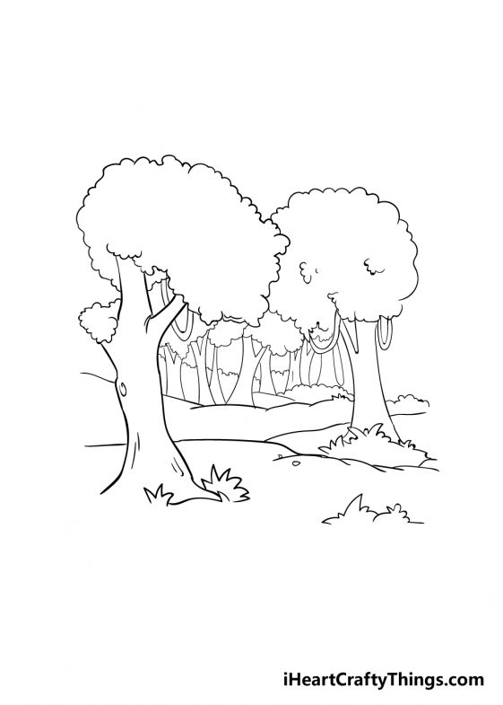 Forest Drawing - How To Draw A Forest Step By Step