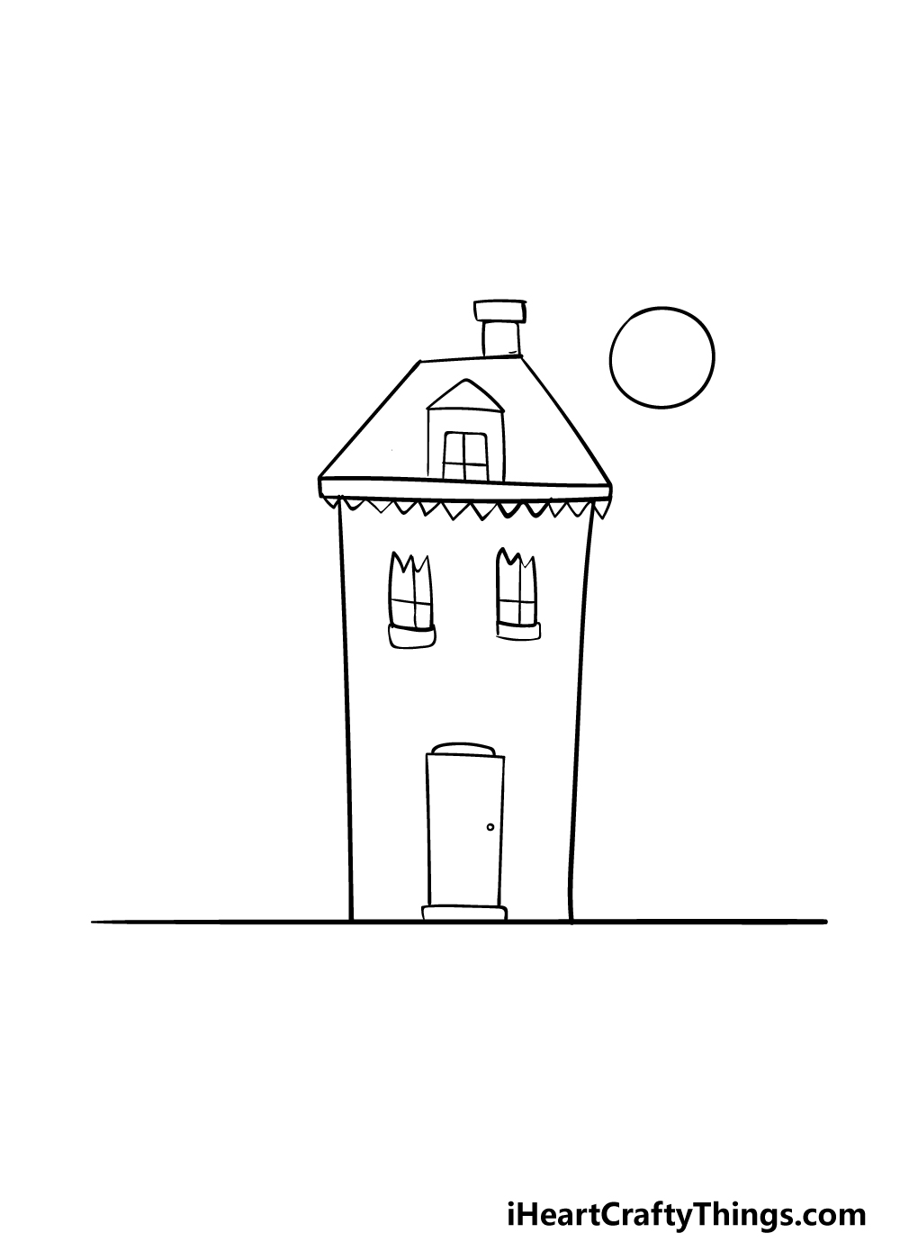 How to Draw a Haunted House Tutorial Video and Coloring Page