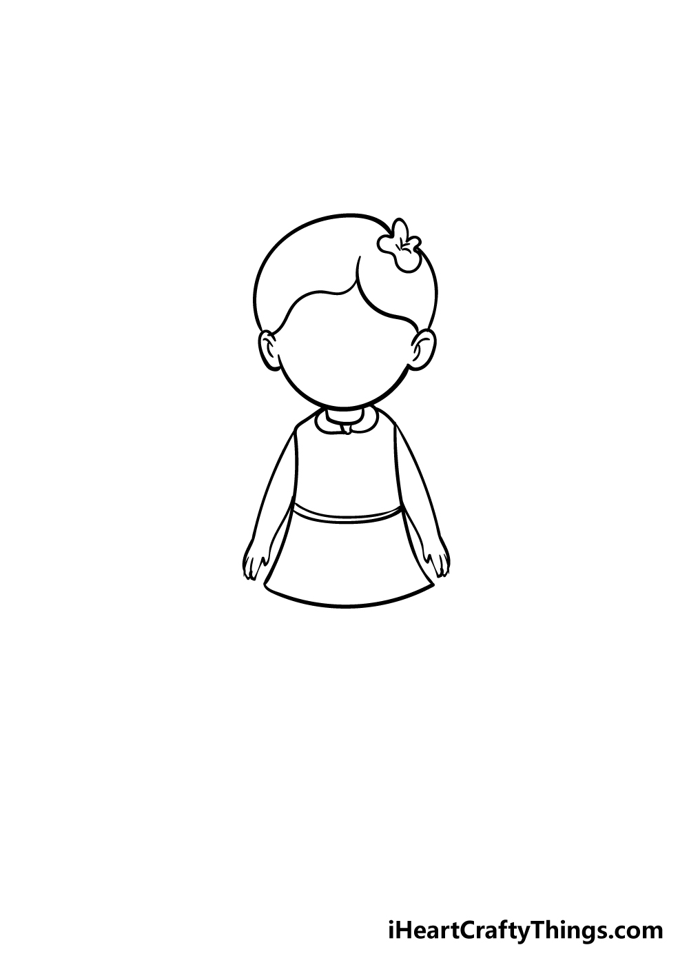 cartoon girl drawing step 5