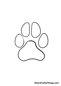 Dog Paw Drawing - How To Draw A Dog Paw Step By Step