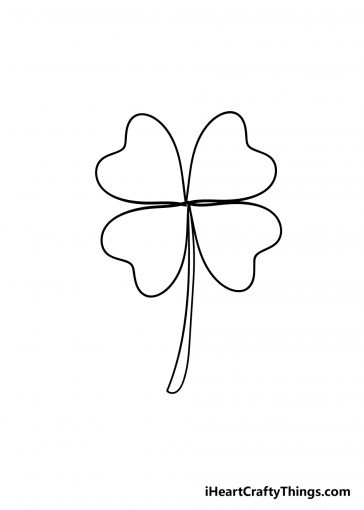 Four-Leaf Clover Drawing - How To Draw A Four-Leaf Clover Step By Step