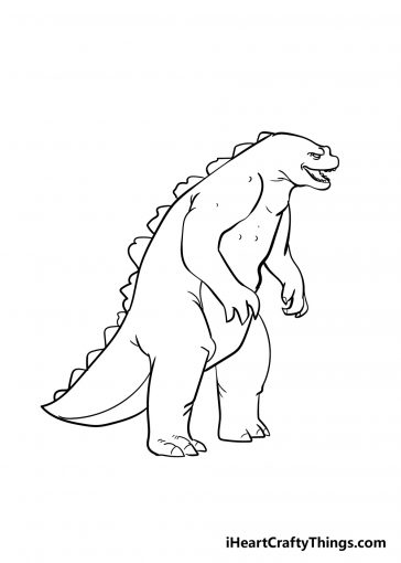 Easy Godzilla Drawing - How To Draw Godzilla Step By Step