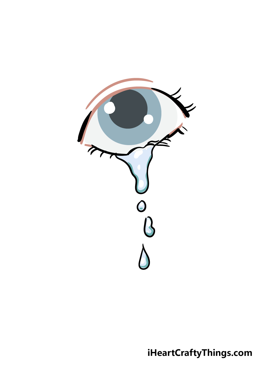 how to draw crying eyes step by step