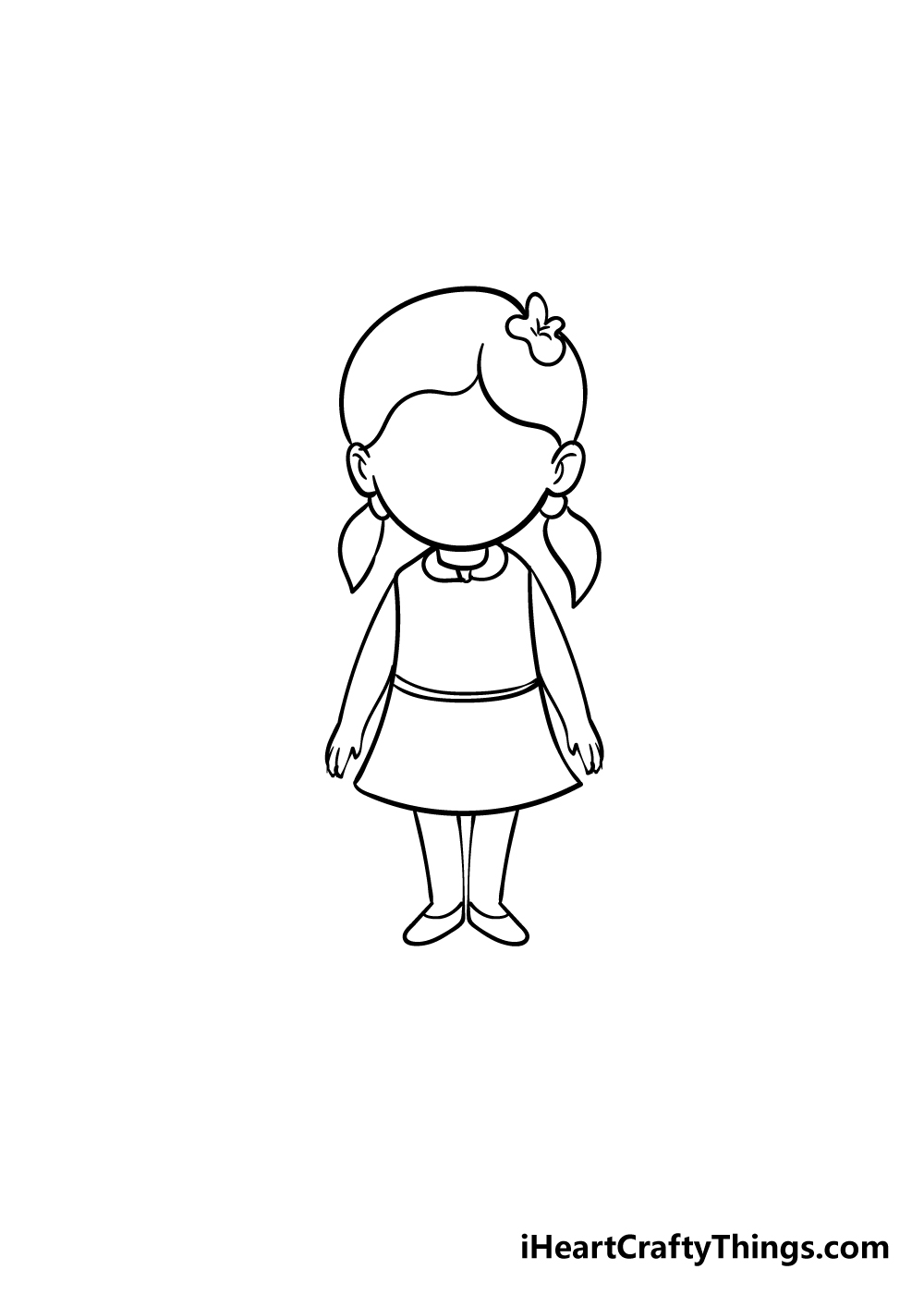 cartoon girl drawing step 7