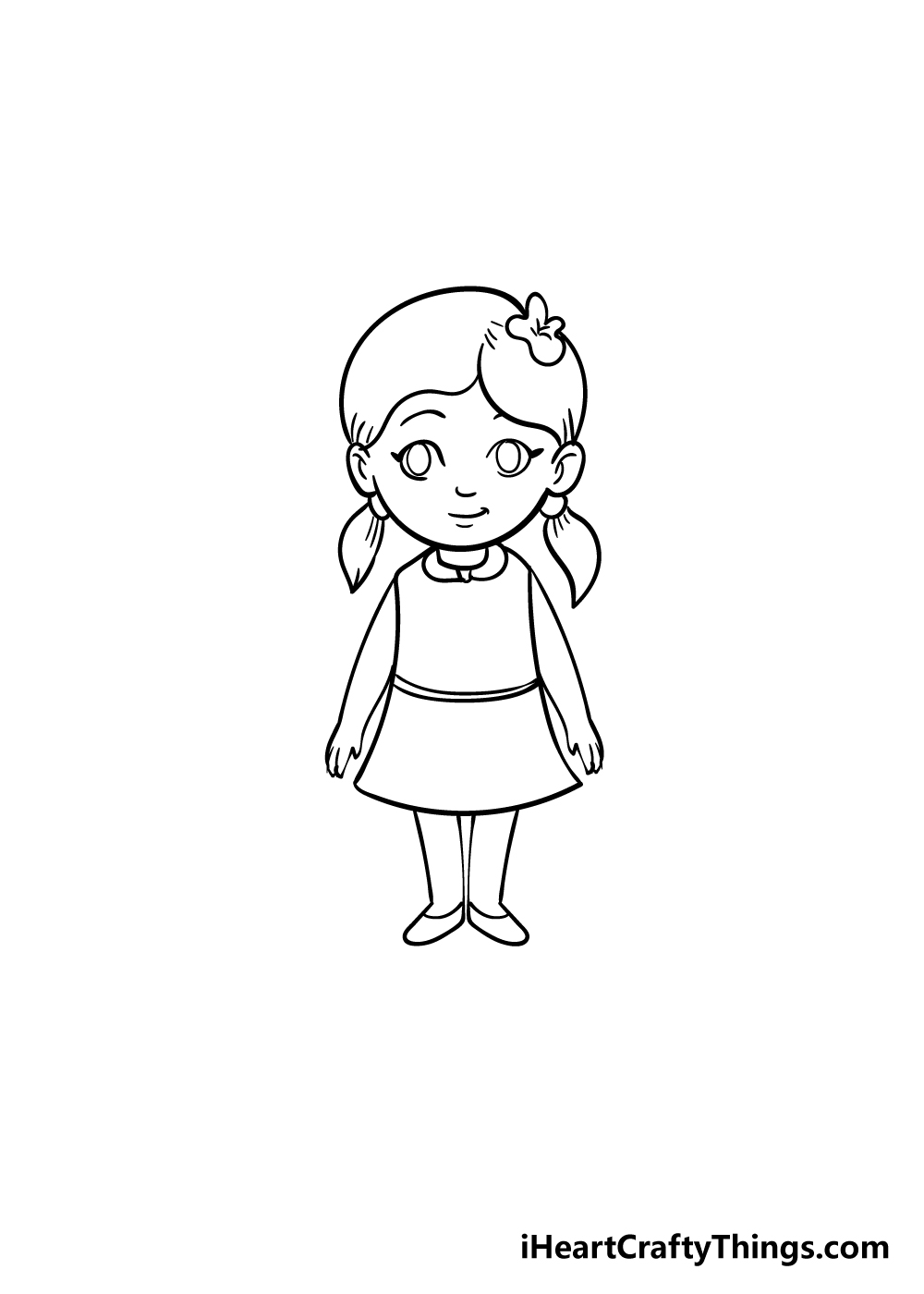 Easy How to Draw a Girl Tutorial Video and Girl Coloring Page-saigonsouth.com.vn