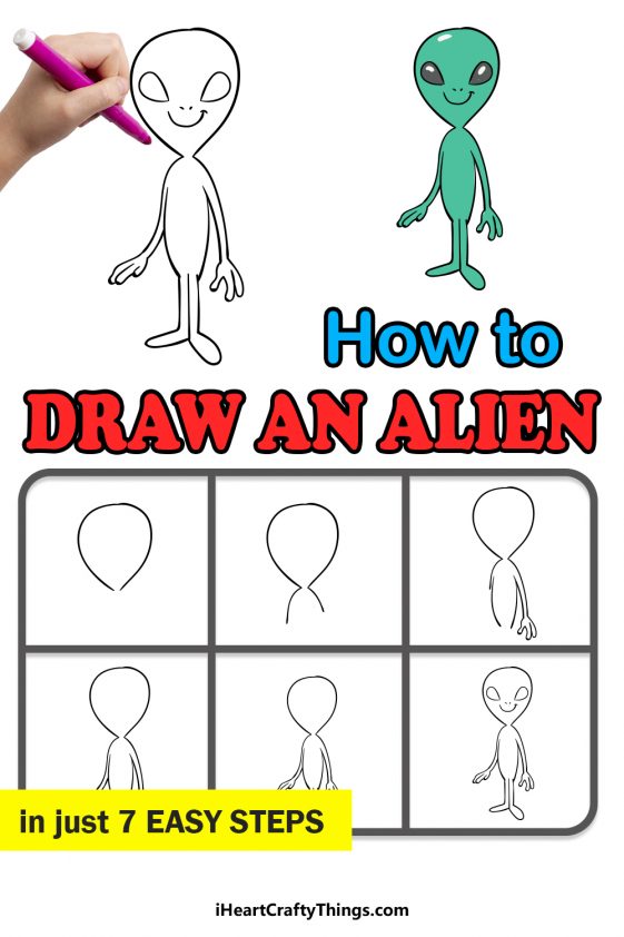Alien Drawing - How To Draw An Alien Step By Step
