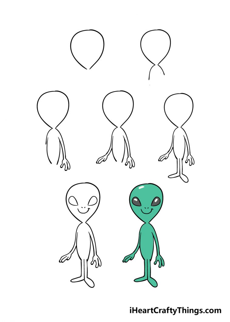 Alien Drawing - How To Draw An Alien Step By Step