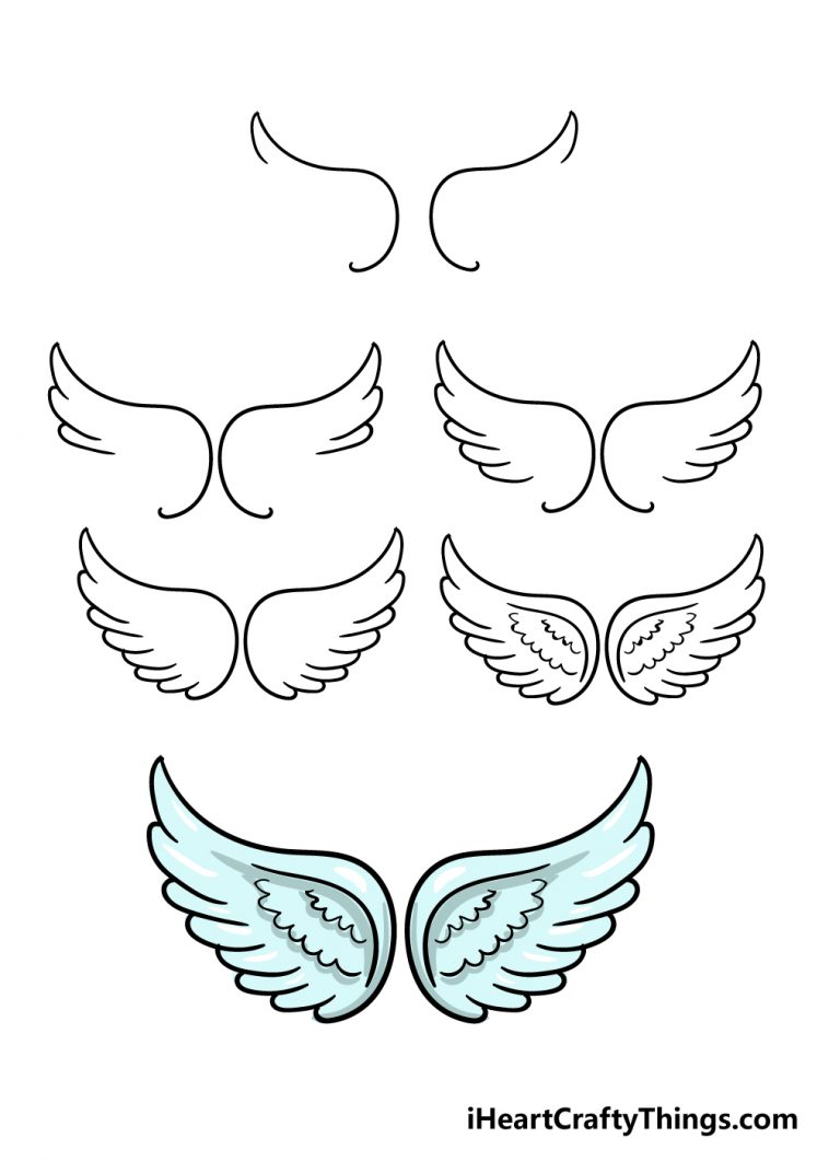 easy draw angel wings