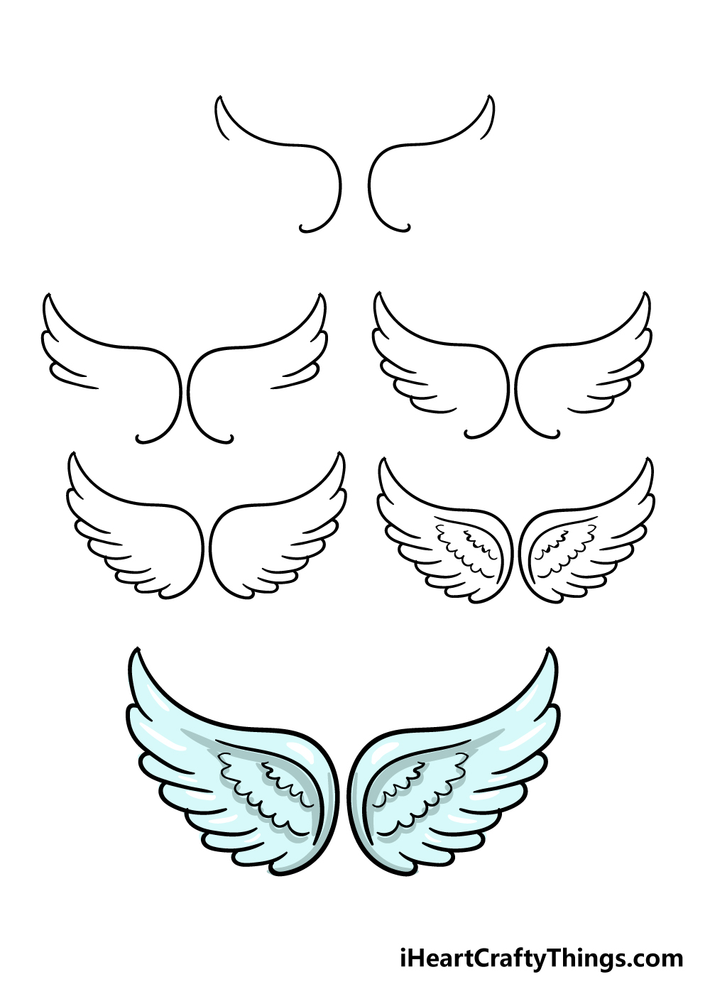 how to draw angel wings