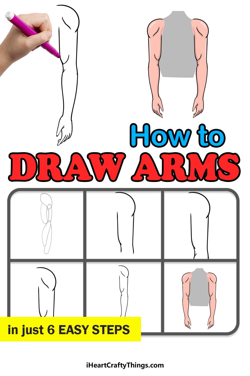 how to draw arms in 6 easy steps