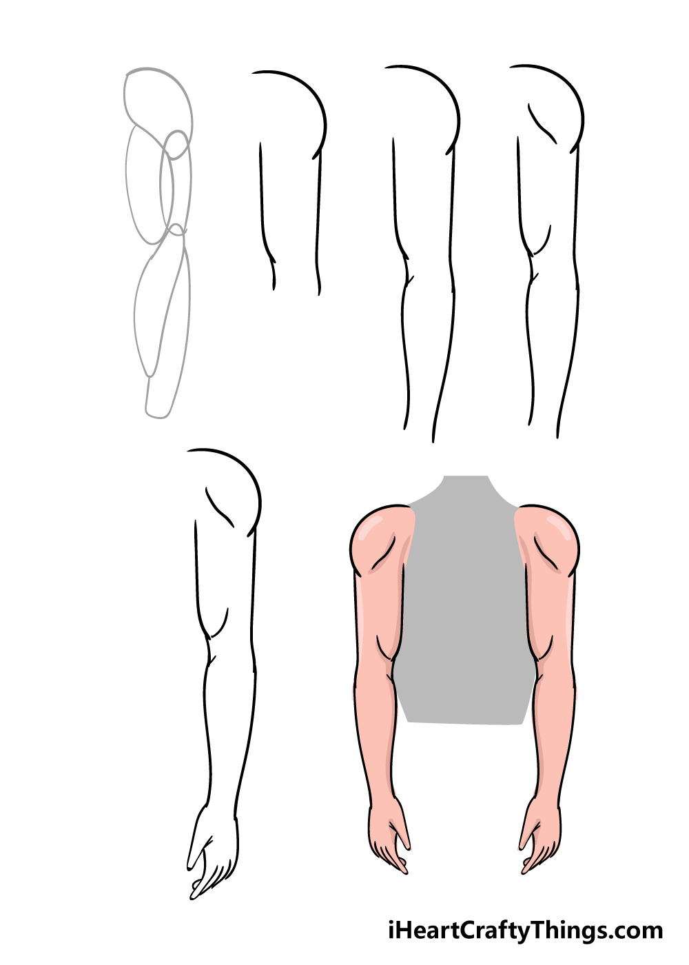 how to draw arms in 6 steps