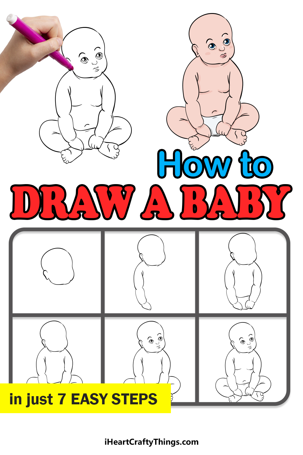 how to draw a baby in 7 easy steps