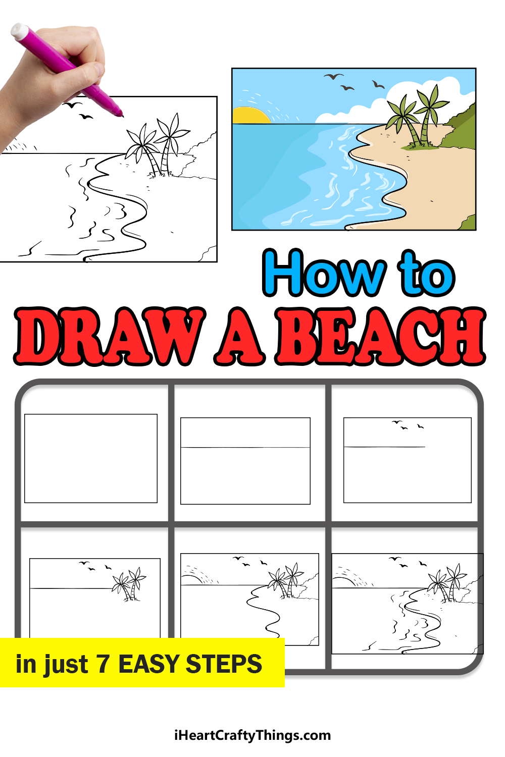 how to draw a beach in 7 easy steps