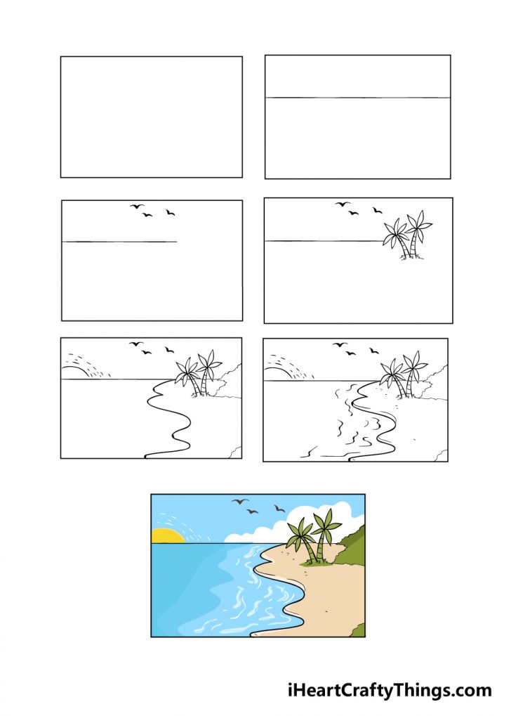 Beach Drawing - How To Draw A Beach Step By Step