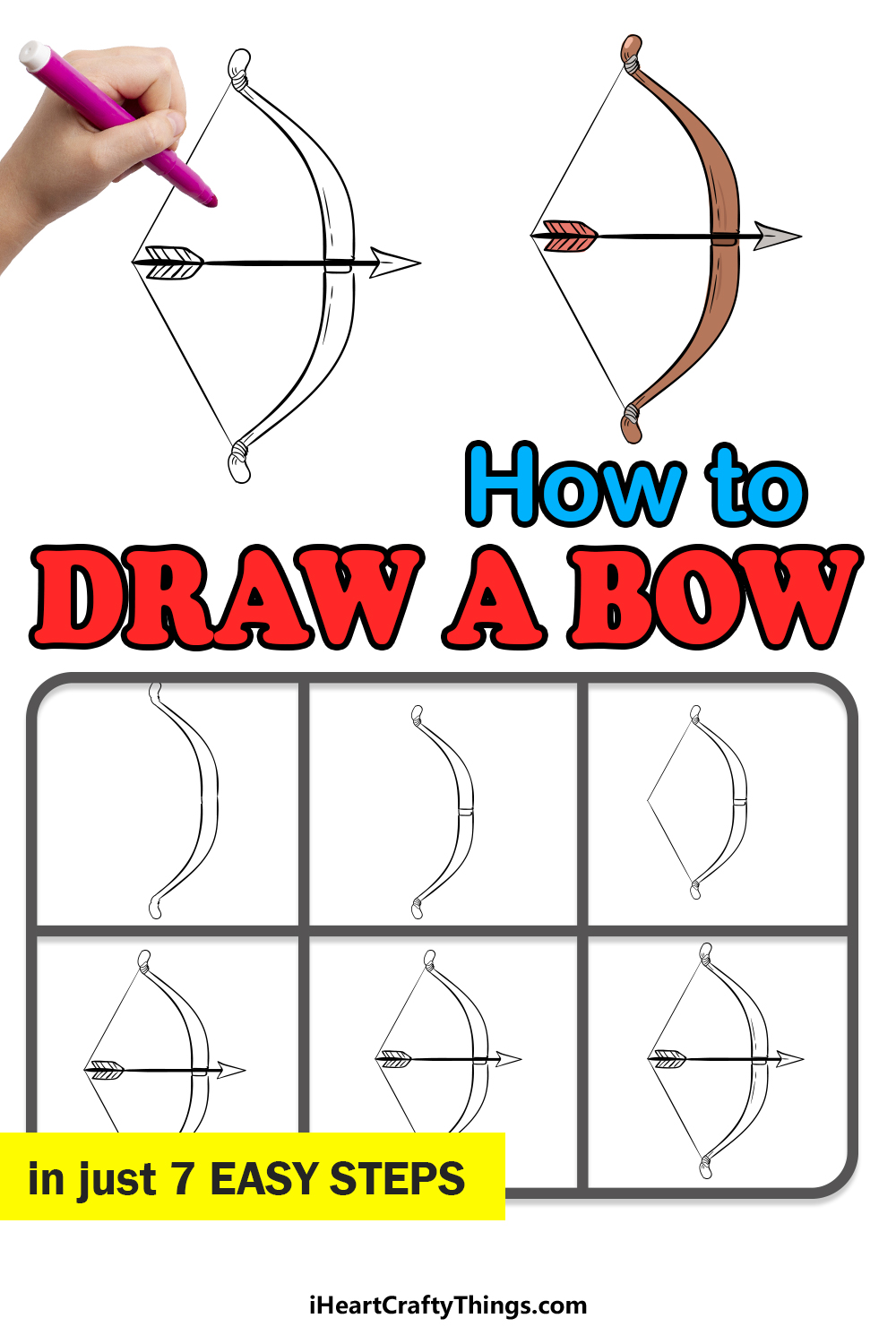 how to draw a bow in 7 easy steps