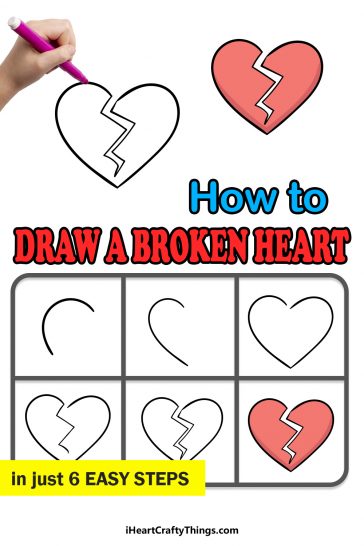 Broken Heart Drawing - How To Draw A Broken Heart Step By Step
